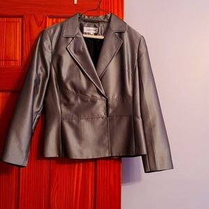 Calvin Klein silver suit with skirt, size 10
